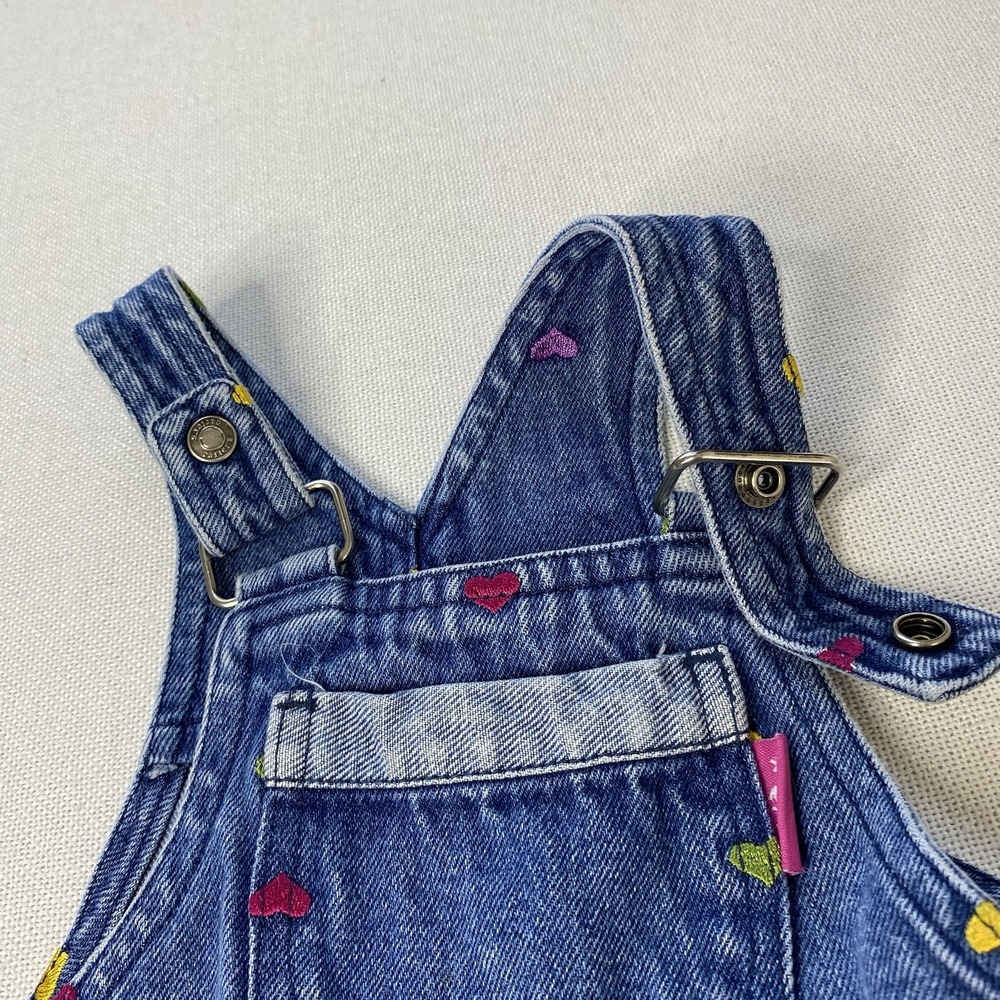 Vintage Carter's Girls Blue Denim Overalls 18-24M Embroidered Hearts Y2K - Picture 11 of 16